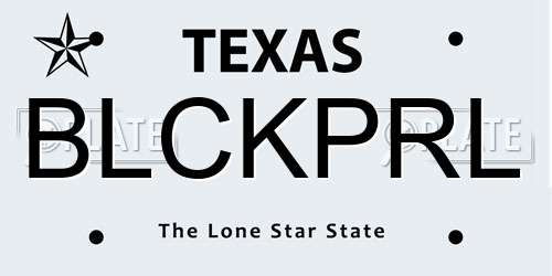 BLCKPRL Texas License Plate