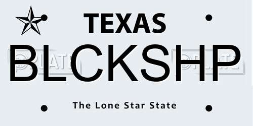 BLCKSHP Texas License Plate