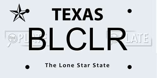 BLCLR Texas License Plate