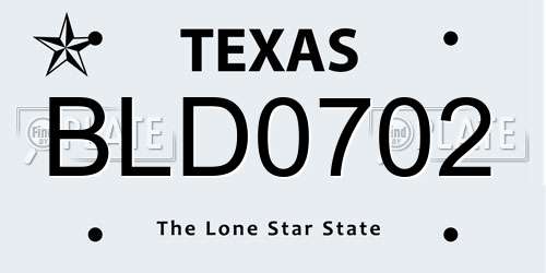BLD0702 Texas License Plate