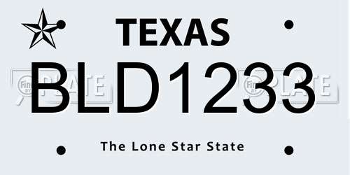 BLD1233 Texas License Plate