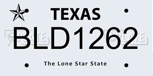 BLD1262 Texas License Plate