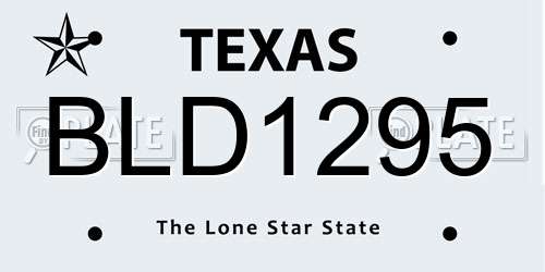 BLD1295 Texas License Plate
