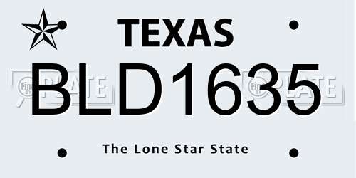 BLD1635 Texas License Plate