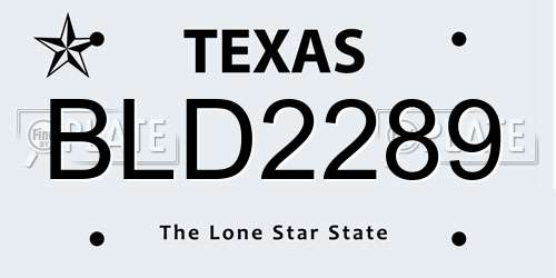 BLD2289 Texas License Plate