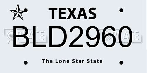 BLD2960 Texas License Plate