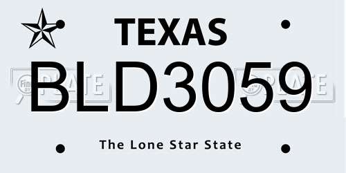 BLD3059 Texas License Plate