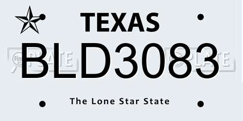 BLD3083 Texas License Plate