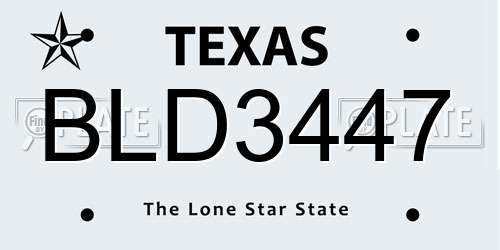 BLD3447 Texas License Plate