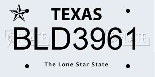 BLD3961 Texas License Plate