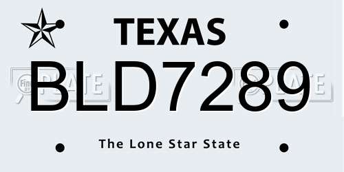 BLD7289 Texas License Plate
