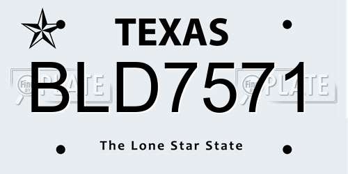 BLD7571 Texas License Plate