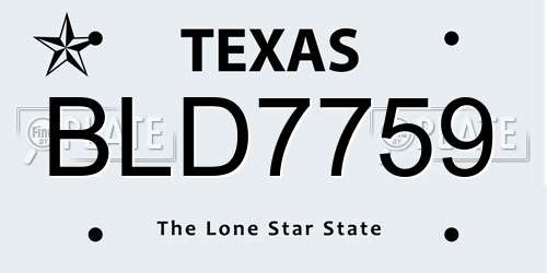 BLD7759 Texas License Plate