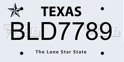 BLD7789 Texas License Plate