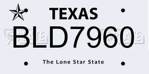 BLD7960 Texas License Plate