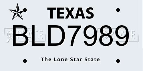 BLD7989 Texas License Plate