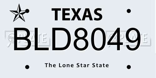 BLD8049 Texas License Plate