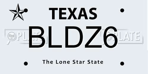 BLDZ6 Texas License Plate