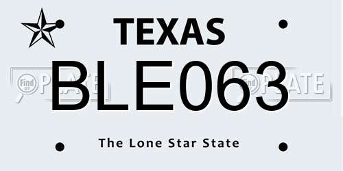 BLE063 Texas License Plate
