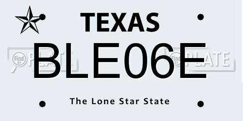 BLE06E Texas License Plate
