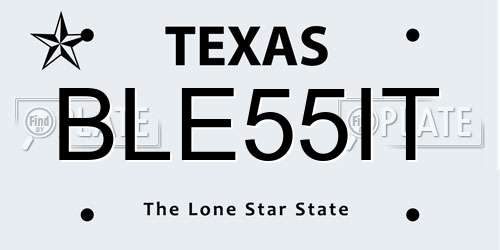 BLE55IT Texas License Plate