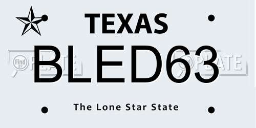 BLED63 Texas License Plate