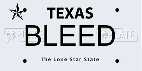 BLEED Texas License Plate