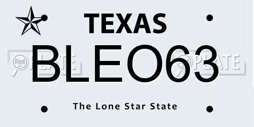 BLEO63 Texas License Plate