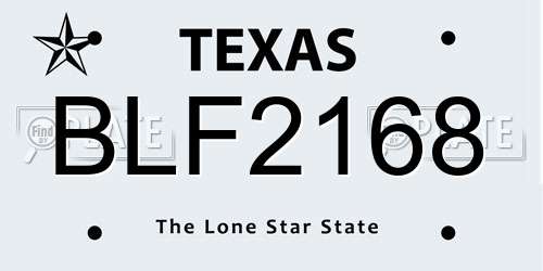 BLF2168 Texas License Plate