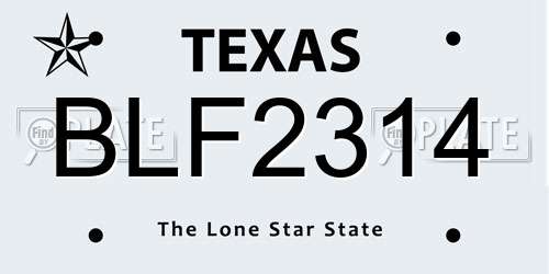 BLF2314 Texas License Plate