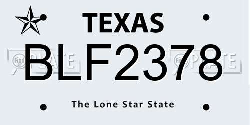 BLF2378 Texas License Plate