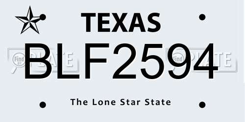 BLF2594 Texas License Plate