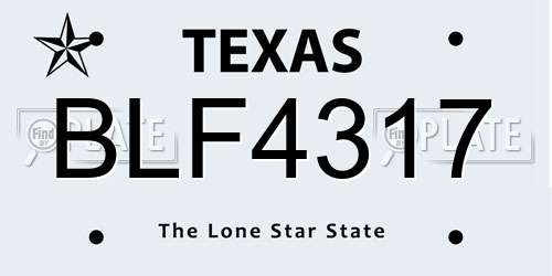 BLF4317 Texas License Plate