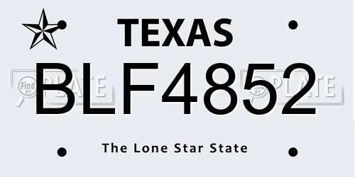 BLF4852 Texas License Plate