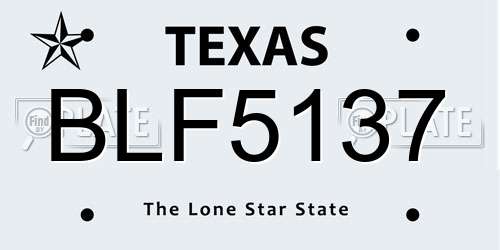 BLF5137 Texas License Plate