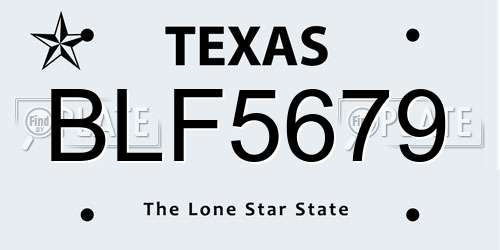 BLF5679 Texas License Plate