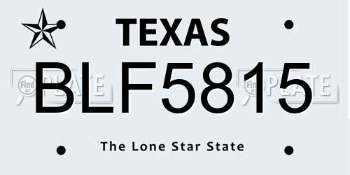 BLF5815 Texas License Plate