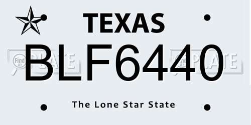 BLF6440 Texas License Plate