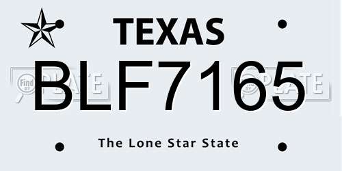 BLF7165 Texas License Plate