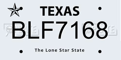 BLF7168 Texas License Plate