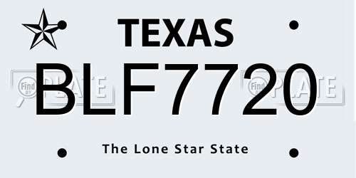 BLF7720 Texas License Plate