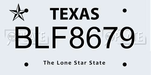 BLF8679 Texas License Plate
