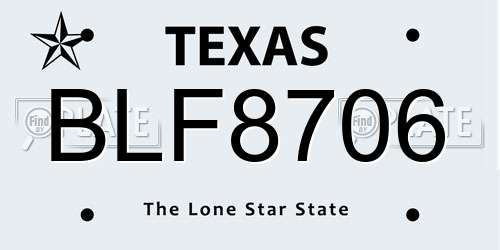BLF8706 Texas License Plate