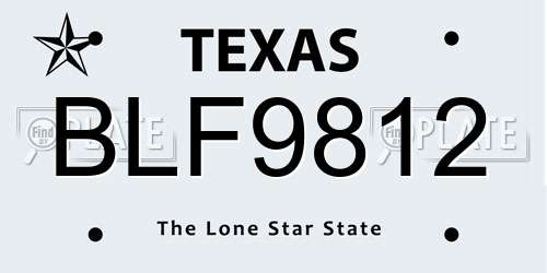 BLF9812 Texas License Plate