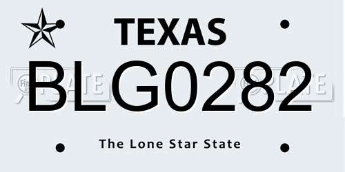 BLG0282 Texas License Plate