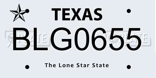 BLG0655 Texas License Plate