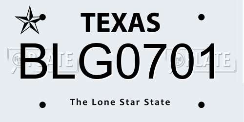 BLG0701 Texas License Plate
