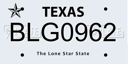 BLG0962 Texas License Plate