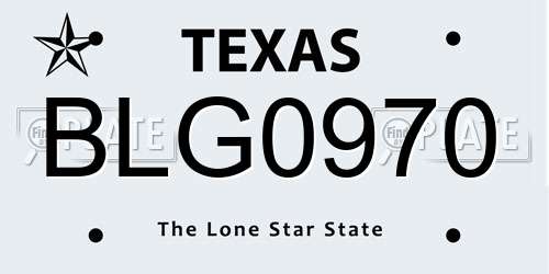 BLG0970 Texas License Plate