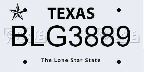 BLG3889 Texas License Plate